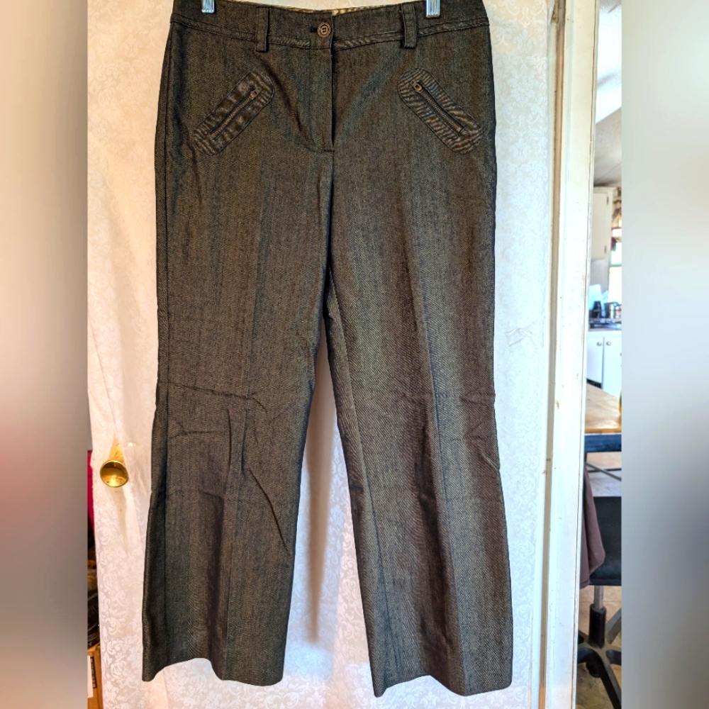 AKA Woman Gray Wide Leg Pants  Pockets Size‎ 8
